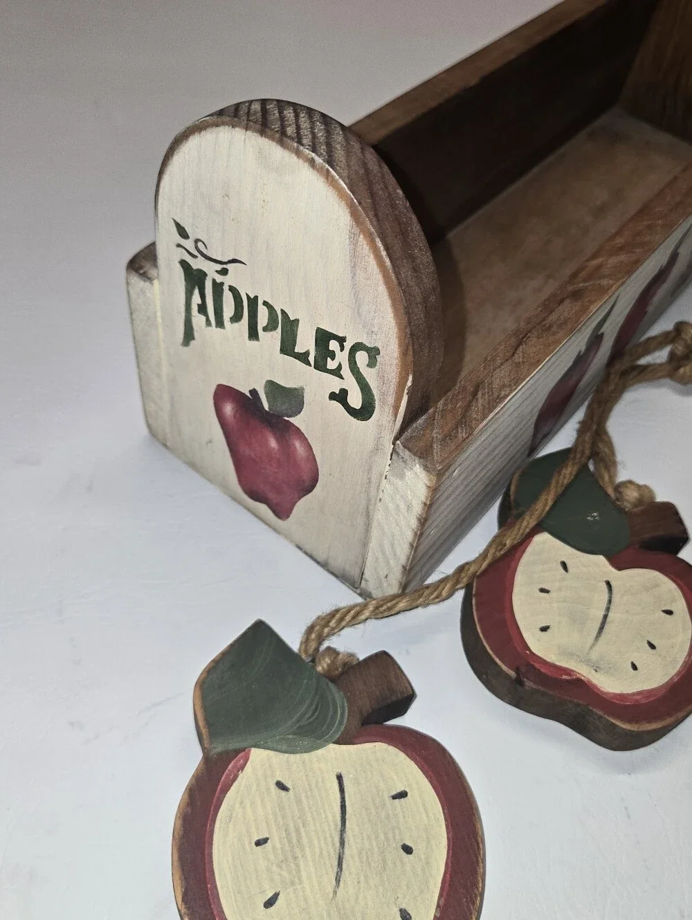 Vintage Wooden Apple decor box Cottage core Country